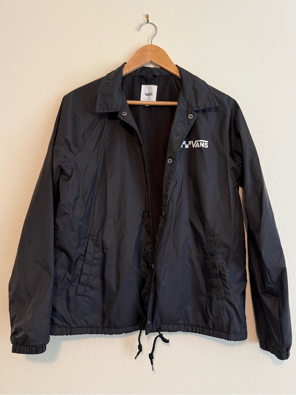 Vans Torrey Coach Jacket Black Outdoor Drawstring Hem Raglan Sleeve Mens M